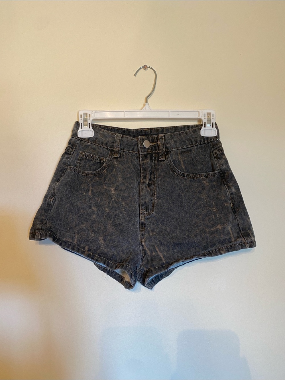 Washed Black High-Rise Denim Shorts